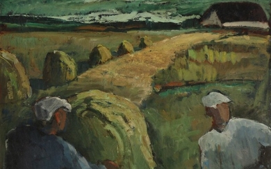 Ruth Weber: Harvest. Signed Ruth Weber 1946. Oil on canvas. 100×115 cm.