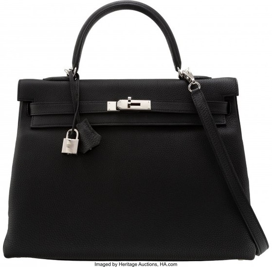 58064: Hermès 35cm Black Togo Leather Retourne K