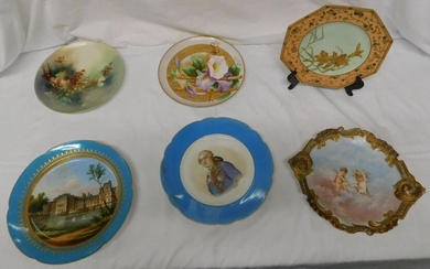 6 Antique Hand Painted Plates