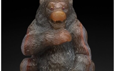 A Carved Agate Ruby-Mounted Bear in the Manner o