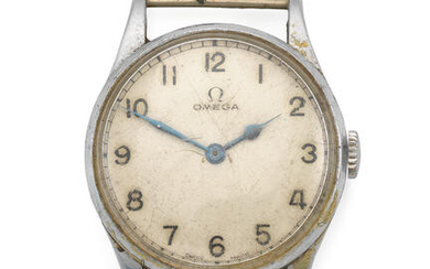 Omega. A nickel plated military issue manual wind watch