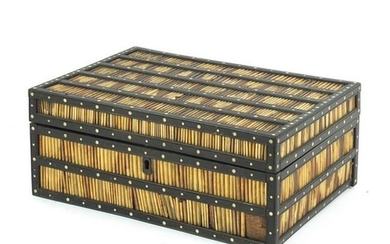 Anglo Indian ebony and porcupine quill workbox with