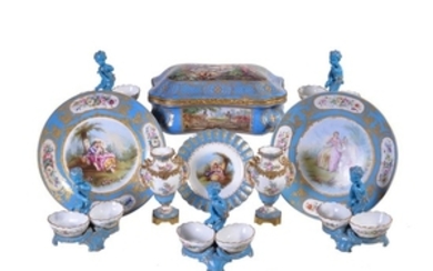 An assortment of Sevres-style porcelain