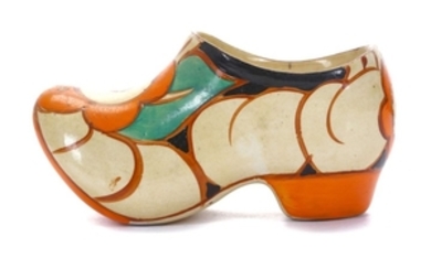 CLARICE CLIFF FANTASQUE CLOG, in Floreat pattern, printed...