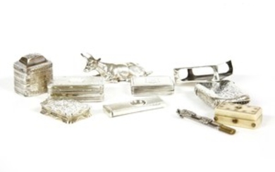A collection of silver vestas to include a modelled bull