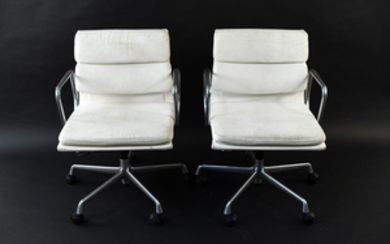PAIR OF EAMES SOFTPAD ARMCHAIRS