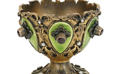 European Gilt Sterling & Jeweled Guilloche Cup