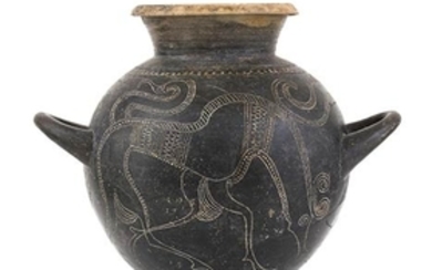 Faliscan Olla With Incised Fantastic Beasts 7th century BC; height...