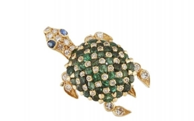 A French, emerald, diamond and sapphire turtle...
