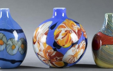 3 George Thiewes, art glass vessels, 1976-77.