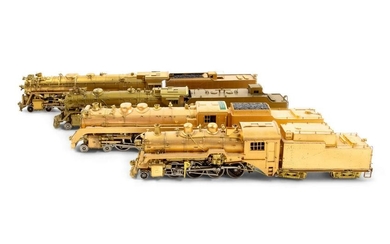 A Group of Four Brass HO-Gauge Locomotives and Tenders