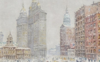 GUY CARLETON WIGGINS (american 1883-1962) "CITY HALL PARK" Signed...