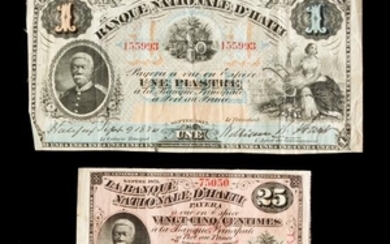 Haitian Une Pisastre, 19th Century and Twenty-five Centimes