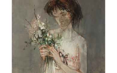 Jean Jansem (1920-2013) Fillette au bouquet Oil on canvas; signed...