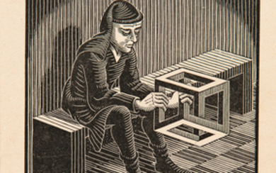 M.C. Escher (Dutch 1898-1972) Man with Cuboid