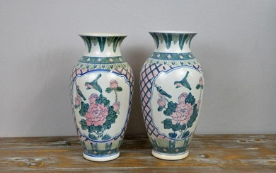 A Matching Pair of Handpainted Vintage Chinese