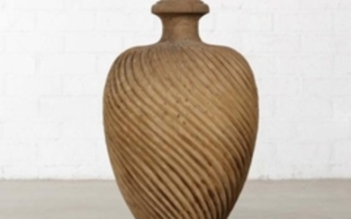 A Neolcassical style sprially reeded wood urn