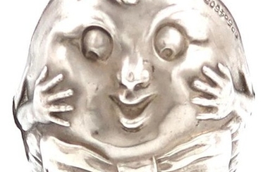 A novelty silver Humpty-Dumpty pin cushion, by Levi...