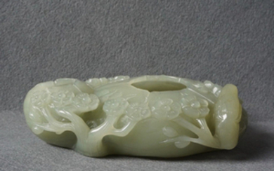 OLD Chinese Large Celadon White Jade (HETIAN) Pen Washer.