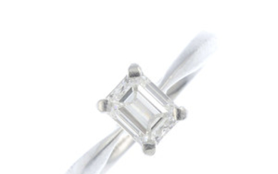 A platinum diamond single-stone ring. View more details