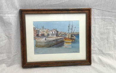 Print of Watercolor of the Falmouth England Waterfront