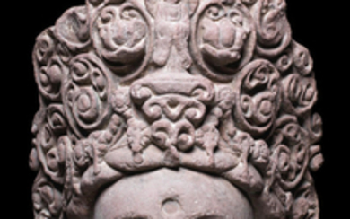 A rare limestone head of Guanyin