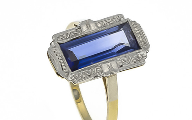 Sapphire ring GG 585/000 with a baguette-shaped fac....