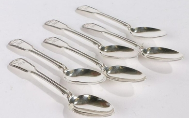 Set of six George III silver teaspoons, London 1818