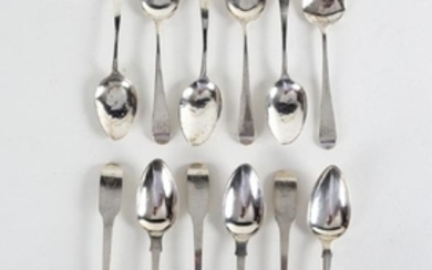 A set of six George III provincial silver teaspoons