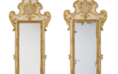 A PAIR OF SOUTH GERMAN CREAM-PAINTED AND PARCEL-GILT GIRANDOLES, FIRST HALF 18TH CENTURY