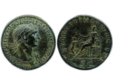 Trajan (98 117). Sesterce (Br 24,53g 34 mm). Tête …