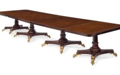 A VICTORIAN MAHOGANY FOUR-PEDESTAL DINING TABLE, MID-19TH CENTURY