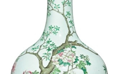 A FAMILLE-ROSE 'FLORAL' VASE QIANLONG SEAL MARK AND PERIOD