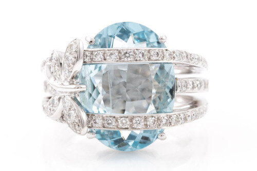 6.82ct Aquamarine and Diamond Ring