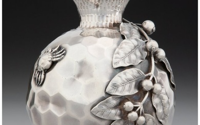 74064: A Gorham Mfg. Co. Hand Hammered Silver Vase with