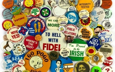 75 Vintage Assorted Causes and Slogan Buttons