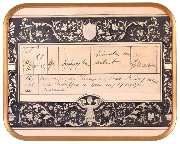 Crown Prince Rudolf and Archduke Charles (Emperor Charles I) - 2 autographs from a military registry