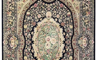 9 x 12 BLACK French Aubusson Wool Hand-knotted Rug