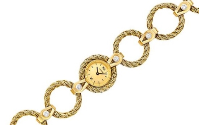 Gold and Diamond Wristwatch, Cartier, France, Movado