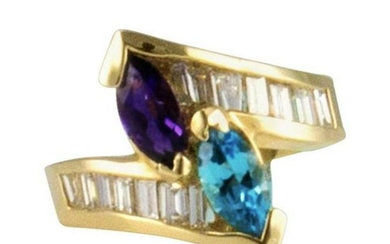1.40 Carat Total Marquise Amethyst Blue Topaz and