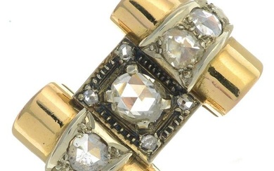 A 1940s gold rose-cut diamond ring.Ring size K.