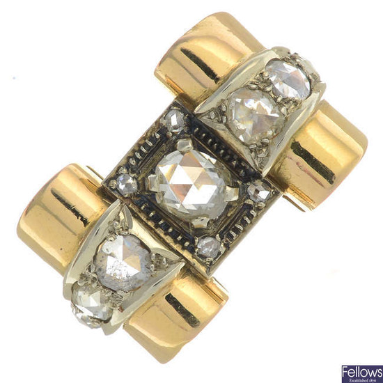 A 1940s gold rose-cut diamond ring.