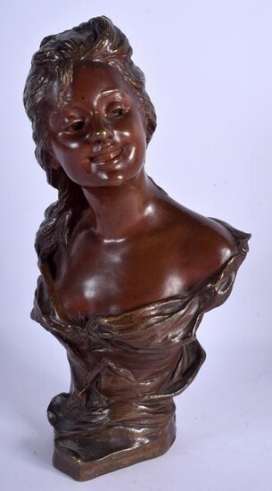 A 19TH CENTURY FRENCH ART NOUVEAU BRONZE BUST OF A