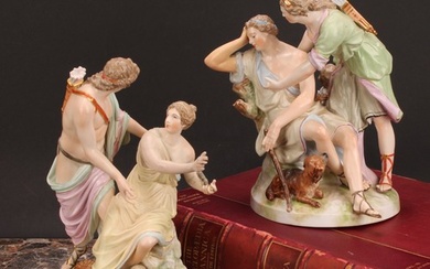 A 19th century K.P.M. Berlin porcelain figure group, Luna-En...