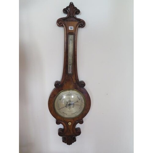 A 19th century walnut with thermometer, signed C Rimondi Hal...