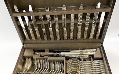 A 53-piece set of Elizabeth II silver cutlery and flatware