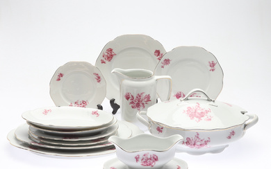 A 56-piece tableware set by KPM Krister, Germany, first half of the 20th century.