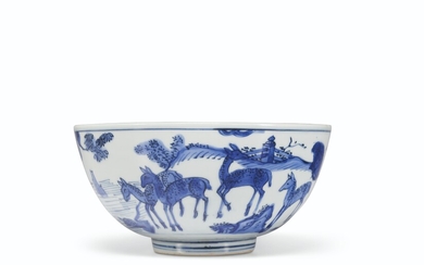 A BLUE AND WHITE BOWL, JIAJING SIX-CHARACTER MARK IN UNDERGLAZE BLUE AND OF THE PERIOD (1522-1566)