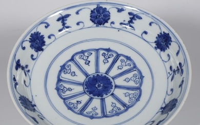A BLUE-AND-WHITE PORCELAIN PLATE.