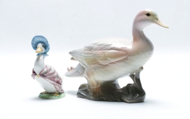 A Beswick Beatrix Potter Duck together with a signed Australian Studio Pottery Duck (signed to base)